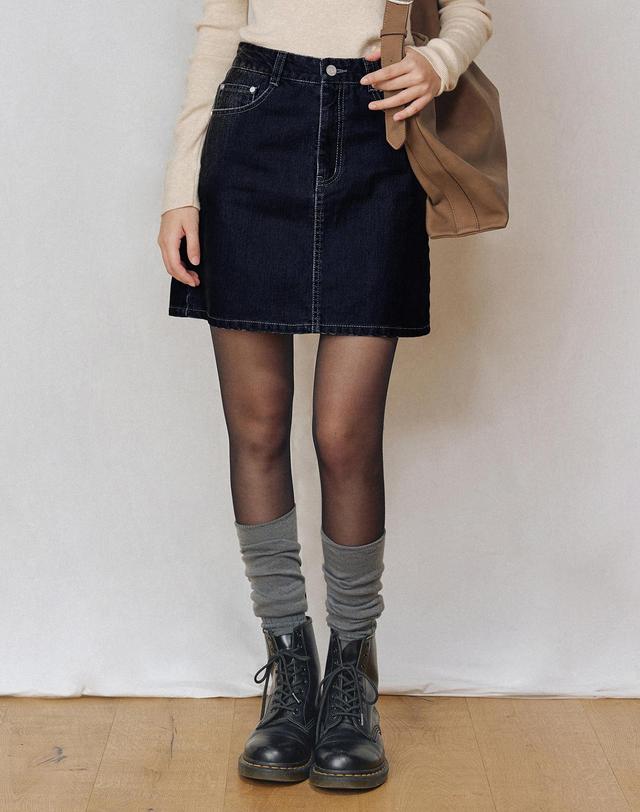 데케트 우먼 [벨벳데님]Velvet Mini Skirt DCSK007DBLUE 착용컷