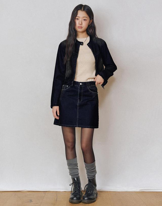 데케트 우먼 [벨벳데님]Velvet Mini Skirt DCSK007DBLUE 착용컷