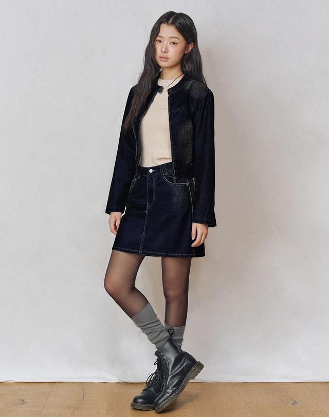 데케트 우먼 [벨벳데님]Velvet Mini Skirt DCSK007DBLUE 착용컷