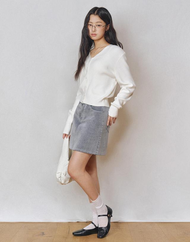데케트 우먼 [벨벳데님]Velvet Mini Skirt DCSK007FOGBLUE 착용컷