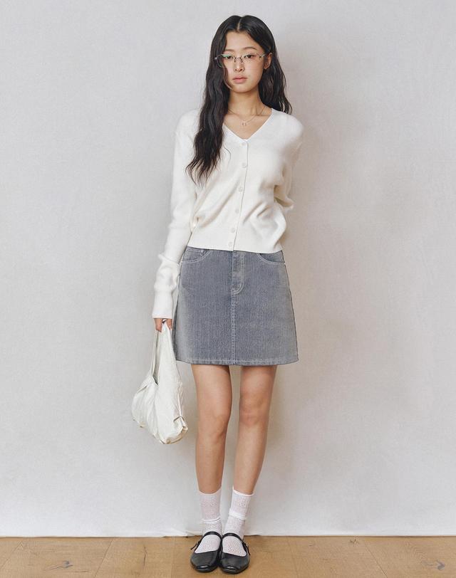 데케트 우먼 [벨벳데님]Velvet Mini Skirt DCSK007FOGBLUE 착용컷