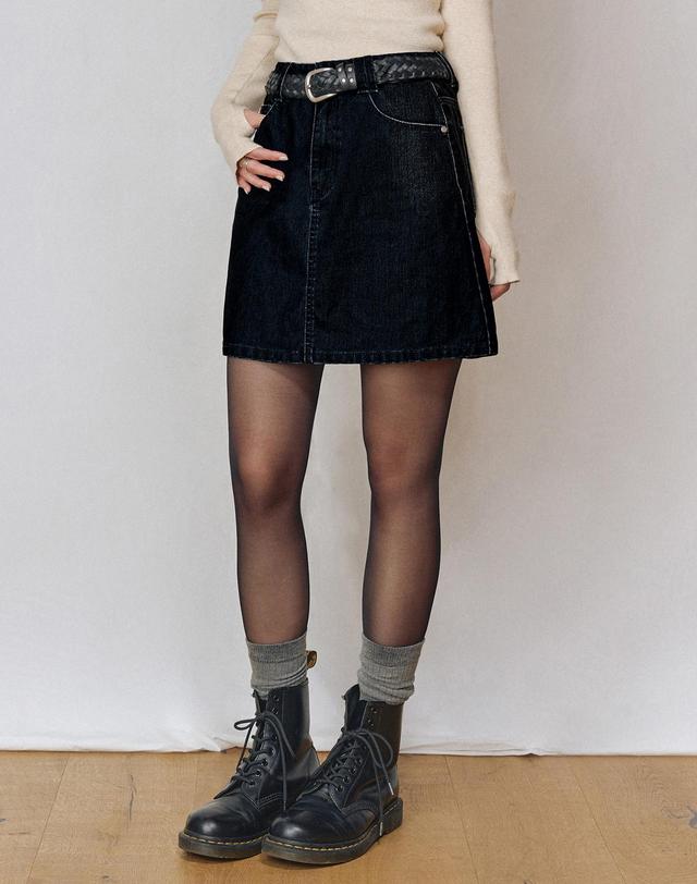 데케트 우먼 [벨벳데님]Velvet Mini Skirt DCSK007BLACK 착용컷