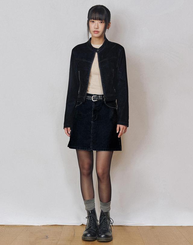 데케트 우먼 [벨벳데님]Velvet Mini Skirt DCSK007BLACK 착용컷