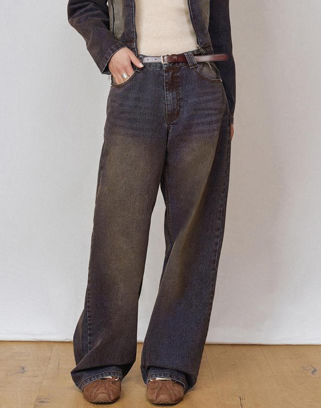 데케트 우먼 [벨벳데님]Velvet Wide Jeans DCWPT018RUSTBLUE 착용컷