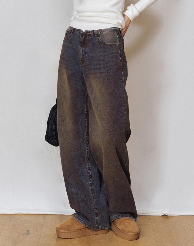 데케트 우먼 [벨벳데님]Velvet Wide Jeans DCWPT018RUSTBLUE 착용컷
