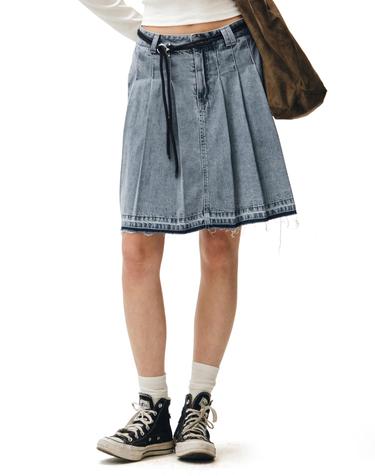 Front Pleats Midi Skirt DCSK008BLUE