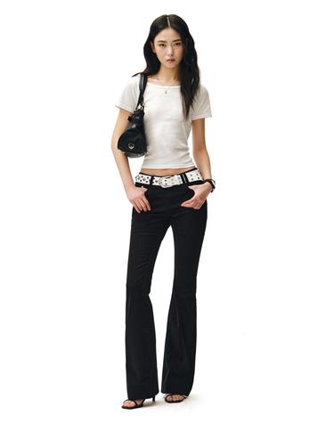 Signature Slim Low Rise Flared Jeans DCWPT006BLACKCT