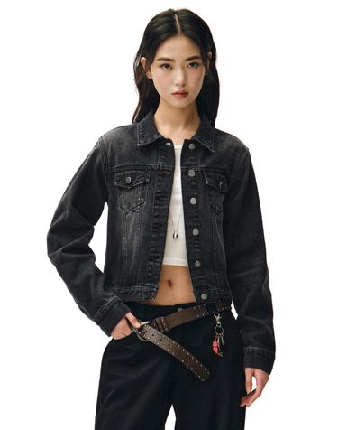 Cropped Denim Jacket DCWJK002BLACK