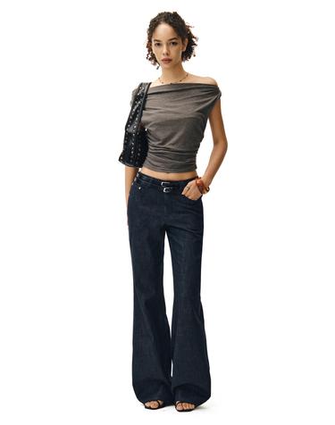 데케트 우먼 [린넨라이크]Linen Like Semi Flared Jeans DCWPT027CPINDIGO