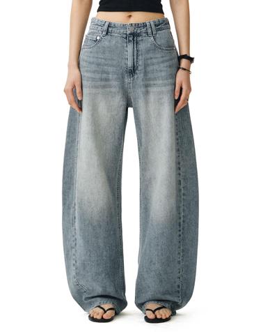[린넨라이크]Linen Like Curved Wide Jeans DCWPT026LIGHTBLUE