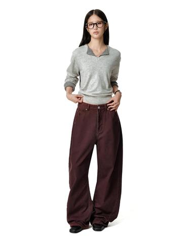 Cinchback Barrel Wide Leg Pants DCWPT022PURPLE