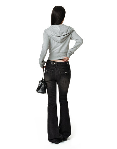Adjustable  Back Low Rise Slim Flared Jeans DCWPT030BLACK