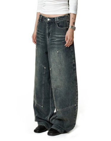 Double Knee Barrel Jeans DCWPT043BLUE