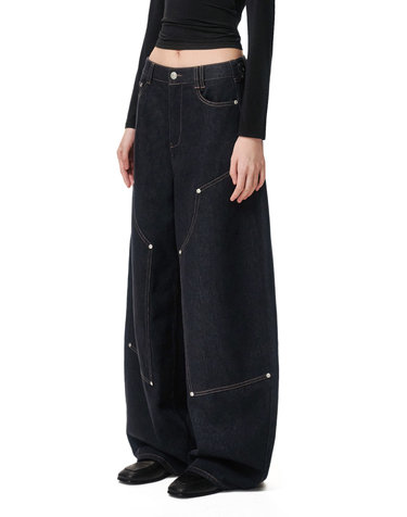 Double Knee Barrel Jeans DCWPT043CPINDIGO