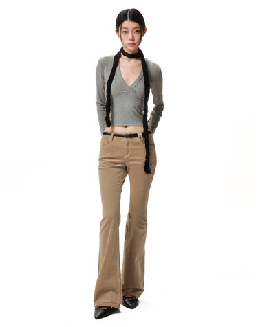 Signature Slim Low Rise Flared Corduroy Pants DCWPT041BEIGE