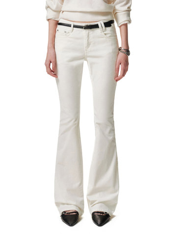 Signature Slim Low Rise Flared Corduroy Pants DCWPT041IVORY