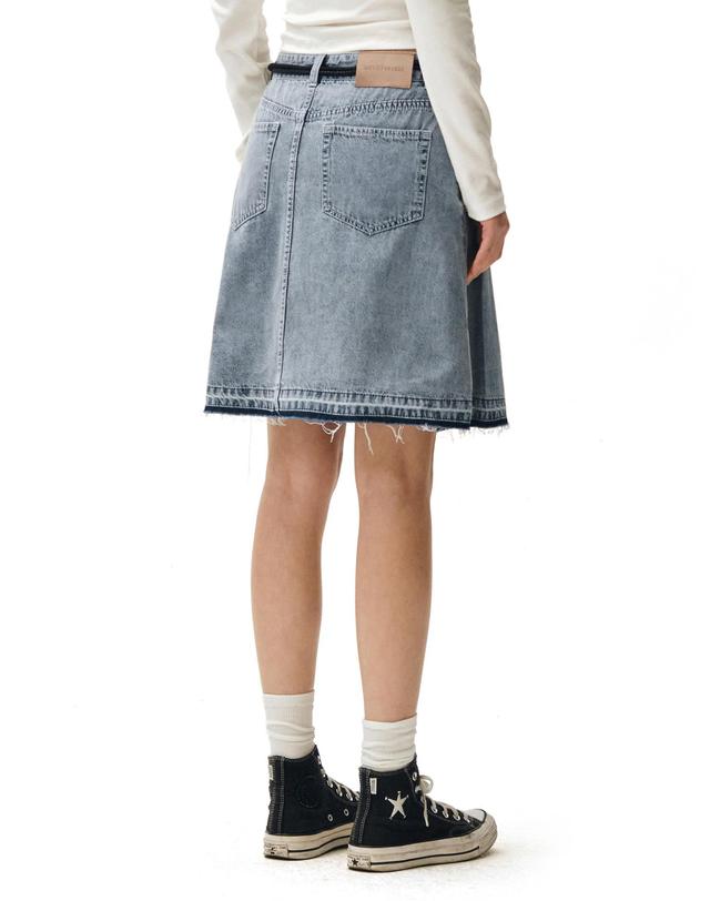 데케트 우먼 Front Pleats Midi Skirt DCSK008BLUE 착용컷