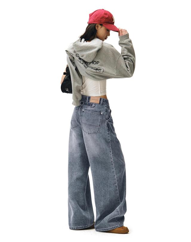 데케트 우먼 Cinchback Barrel Wide Leg Jeans DCWPT022BLUE 착용컷