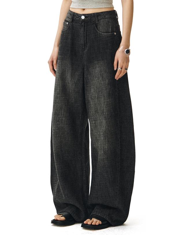 데케트 우먼 [린넨라이크]Linen Like Barrel Jeans DCWPT029BLACK 착용컷