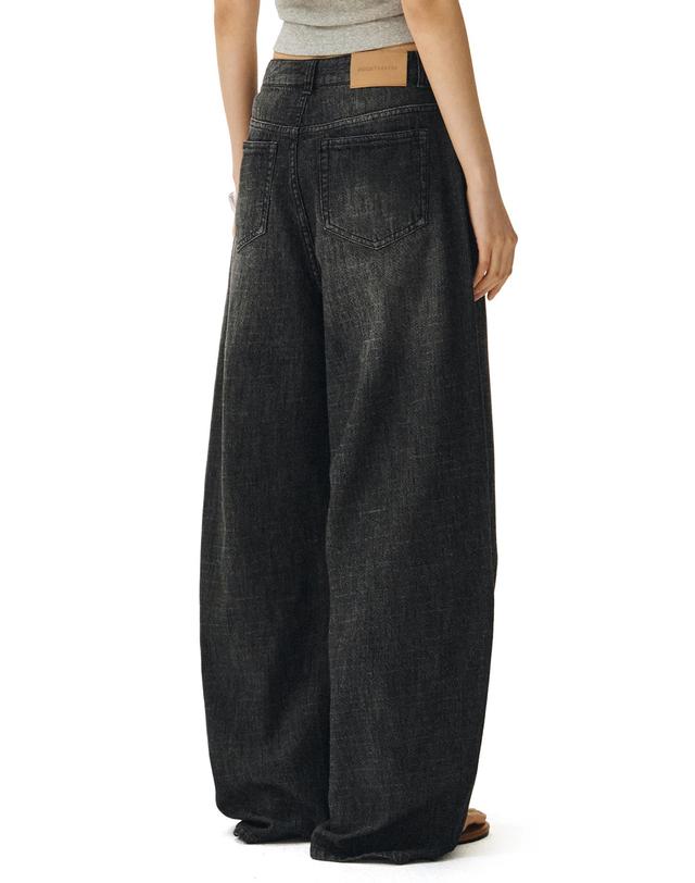 데케트 우먼 [린넨라이크]Linen Like Barrel Jeans DCWPT029BLACK 착용컷