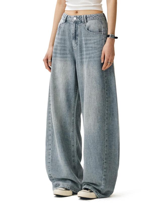 데케트 우먼 [린넨라이크]Linen Like Barrel Jeans DCWPT029LIGHTBLUE 착용컷