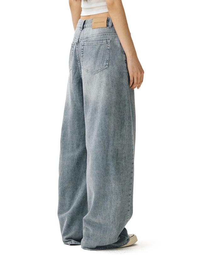 데케트 우먼 [린넨라이크]Linen Like Barrel Jeans DCWPT029LIGHTBLUE 착용컷