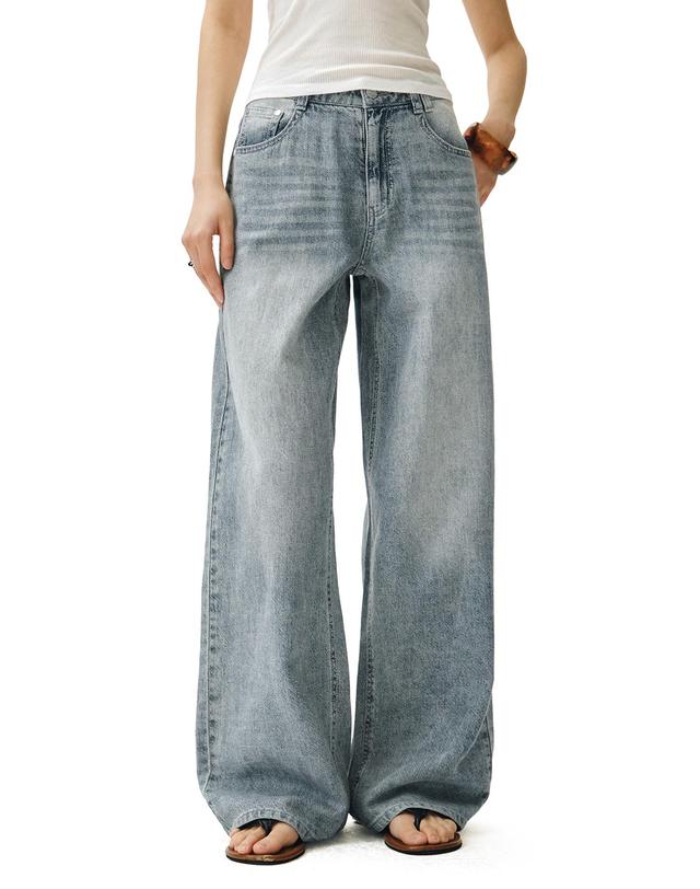 데케트 우먼 [린넨라이크]Linen Like Wide Jeans DCWPT028LIGHTBLUE 착용컷