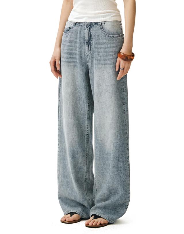 데케트 우먼 [린넨라이크]Linen Like Wide Jeans DCWPT028LIGHTBLUE 착용컷