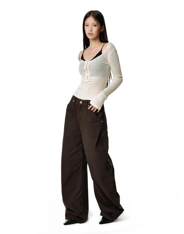 데케트 우먼 Cinchback Barrel Wide Leg Pants DCWPT022BROWN 착용컷