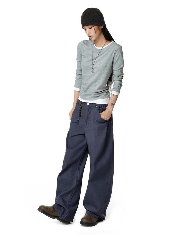 데케트 우먼 Cinchback Barrel Wide Leg Pants DCWPT022NAVY 착용컷