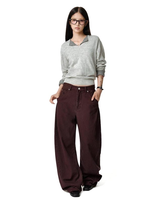데케트 우먼 Cinchback Barrel Wide Leg Pants DCWPT022PURPLE 착용컷