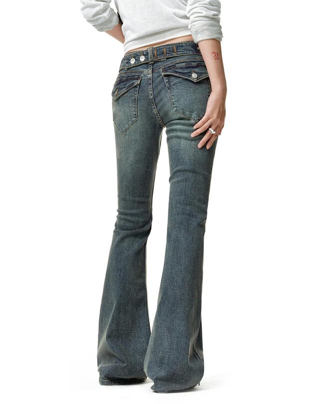 데케트 우먼 Adjustable Back Low Rise Slim Flared Jeans DCWPT030BLUE 착용컷