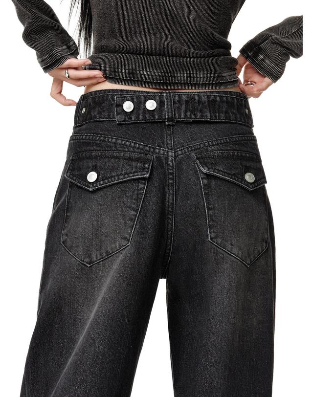 데케트 우먼 Adjustable Back Wide Jeans DCWPT032BLACK 착용컷