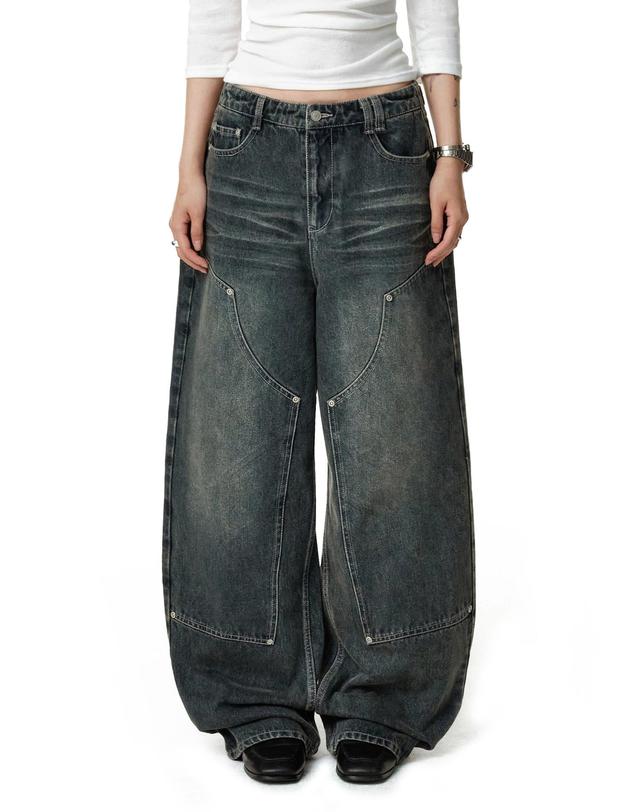 데케트 우먼 Double Knee Barrel Jeans DCWPT043BLUE 착용컷