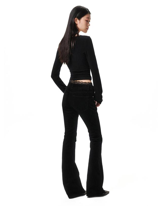 데케트 우먼 Signature Slim Low Rise Flared Corduroy Pants DCWPT041BLACK 착용컷