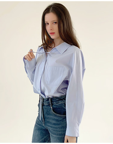 스트링 오픈 카라 블라우스 LB64BLM103Z
