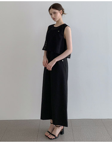 블랙 메쉬 레이어드 원피스 LB66OPMD01P