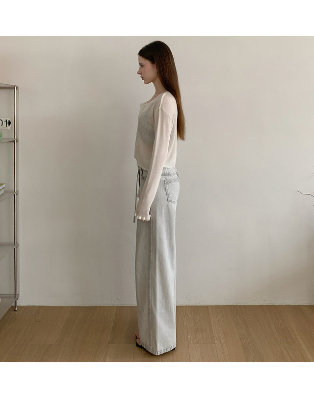 루미에반 제천 벨트 스노우 워싱 데님 LB65DLM203W 착용컷