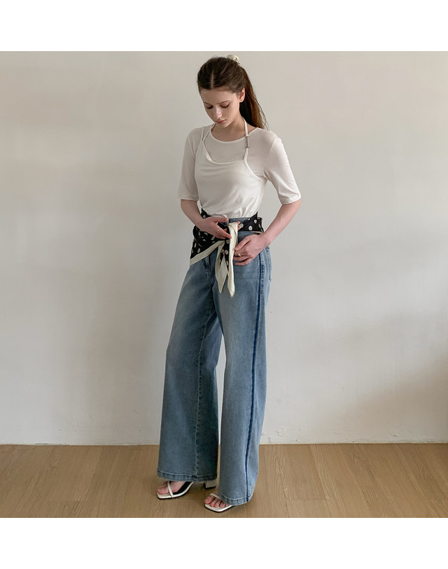 루미에반 데일리 일자 와이드 데님 LB66DLM201T 착용컷