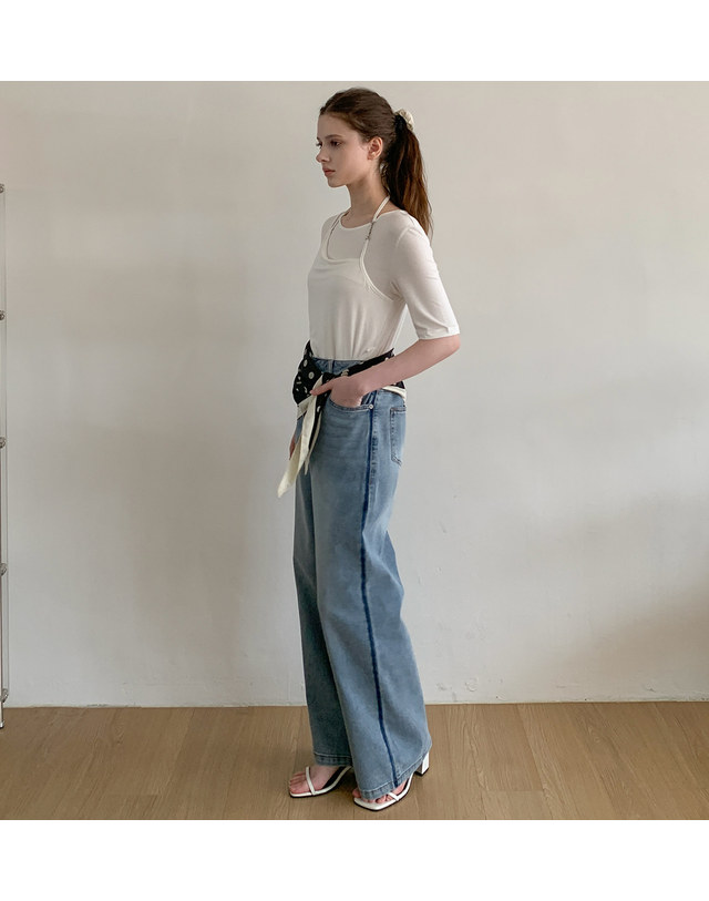 루미에반 데일리 일자 와이드 데님 LB66DLM201T 착용컷