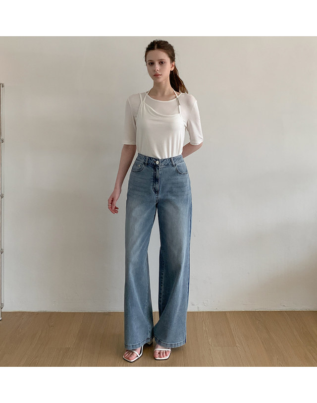 루미에반 데일리 일자 와이드 데님 LB66DLM201T 착용컷