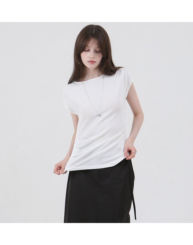 루미에반 언발란스 셔링 슬리브리스 LB68TOMK01Z 착용컷