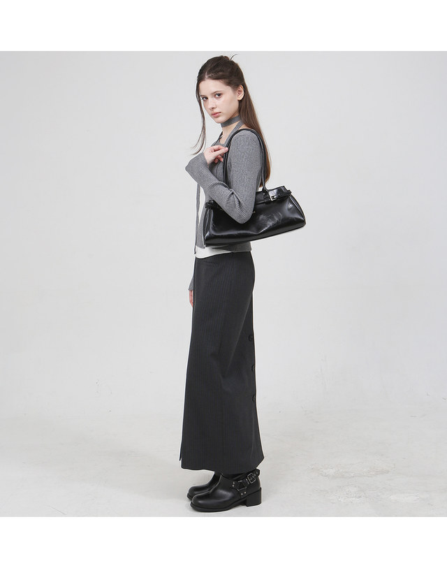 루미에반 스트라이프 뒷버튼 H 스커트 LB69SKM101Z 착용컷