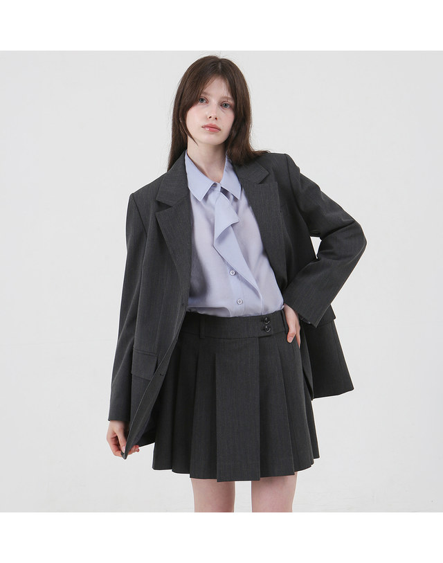 루미에반 스트라이프 플리츠 미니 스커트 LB6XSKM191Z 착용컷