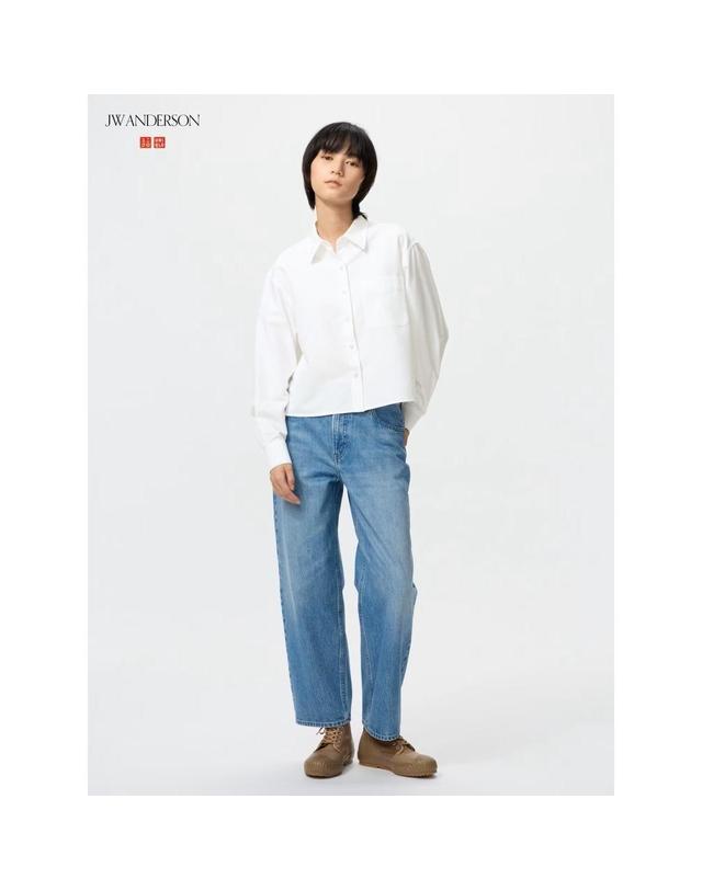 유니클로 유니클로 재팬 x JW 앤더슨 배기 진 데님 팬츠 청바지/짧은 기장 남녀 공용 3컬러 486836 착용컷