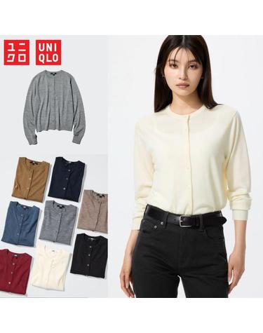 유니클로 재팬 여성 메리노 크루넥 긴팔 가디건 14컬러 485304
