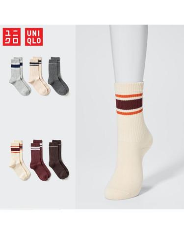 유니클로 재팬 리브 라인 중목 양말 3P 세트 남녀 공용 3컬러 487094