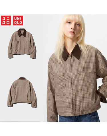 유니클로 유니클로 재팬 집업 숏 자켓/체크 남녀 공용 488785