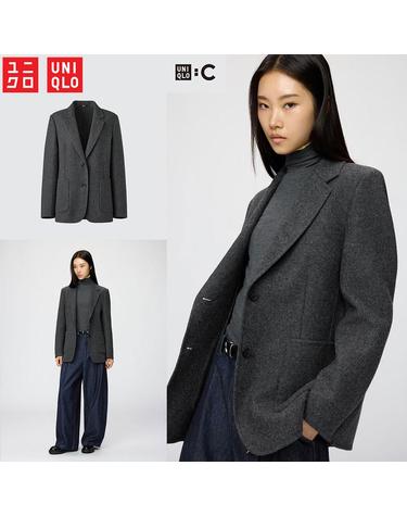 유니클로 C 재팬 더블 페이스 테일러드 재킷 남녀 공용 정장 자켓 487829