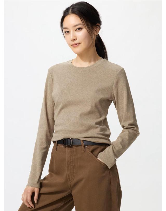 유니클로 유니클로 재팬 여성 롱 슬리브 미니 긴팔 티셔츠 7컬러 487579 착용컷